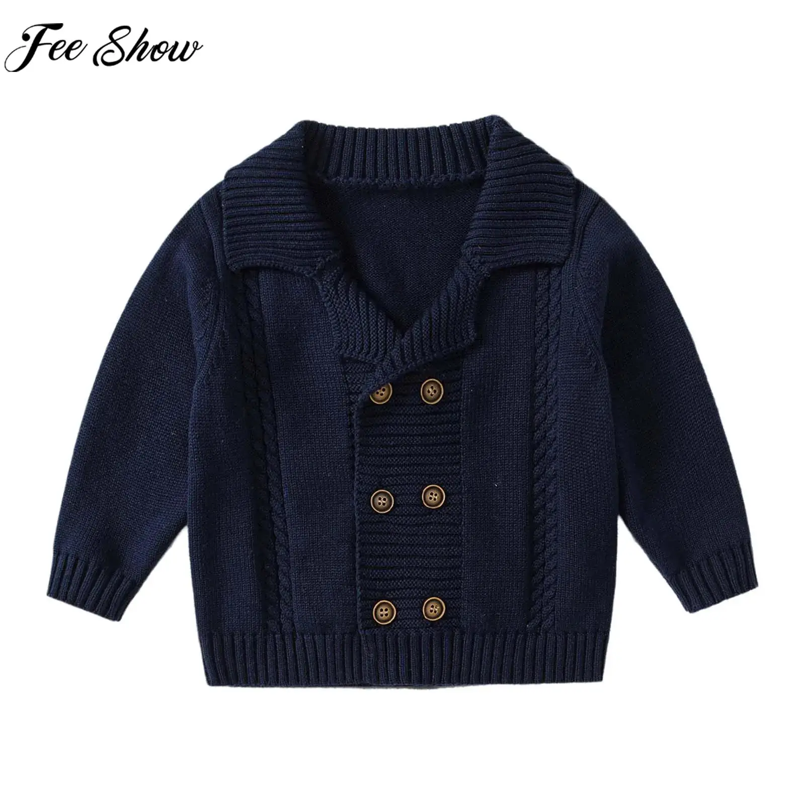 

Baby Boys Spring Autumn Fashion Casual Cardigan Sweater Coat Long Sleeve Lapel Soft Knitted Jacket Tops Knitwear Outerwear