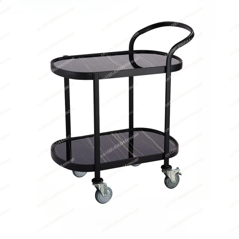 

Hotel Service Car Stainless Steel 4s Shop Two-layer Wine Cart KTV Hand Push Food Delivery Car High-end Restaurant Dessert Cart