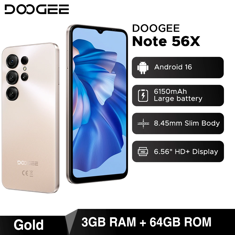 DOOGEE Note56 X Mobile Phone 8.45mm Slim Body 6.56