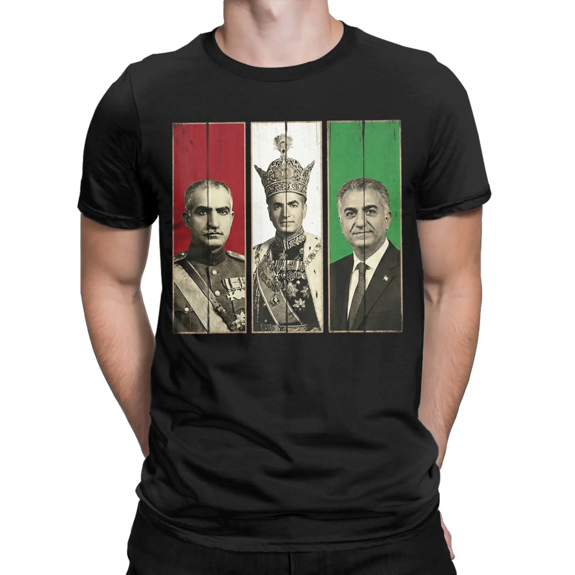 Vintage T-Shirt Summer Pahlavi Dynasty Three Generations Reza Shah Mohammad Reza Leisure T-Shirts  100% Cotton Tee Shirt Gift