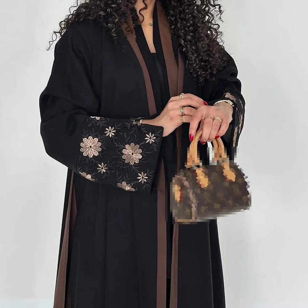 Eid broderie Abayas femmes Robe musulmane dubaï caftan Kimono Cardigan Ramadan Islam Jalabiya Kebaya Caftan Marocain Femme Robe