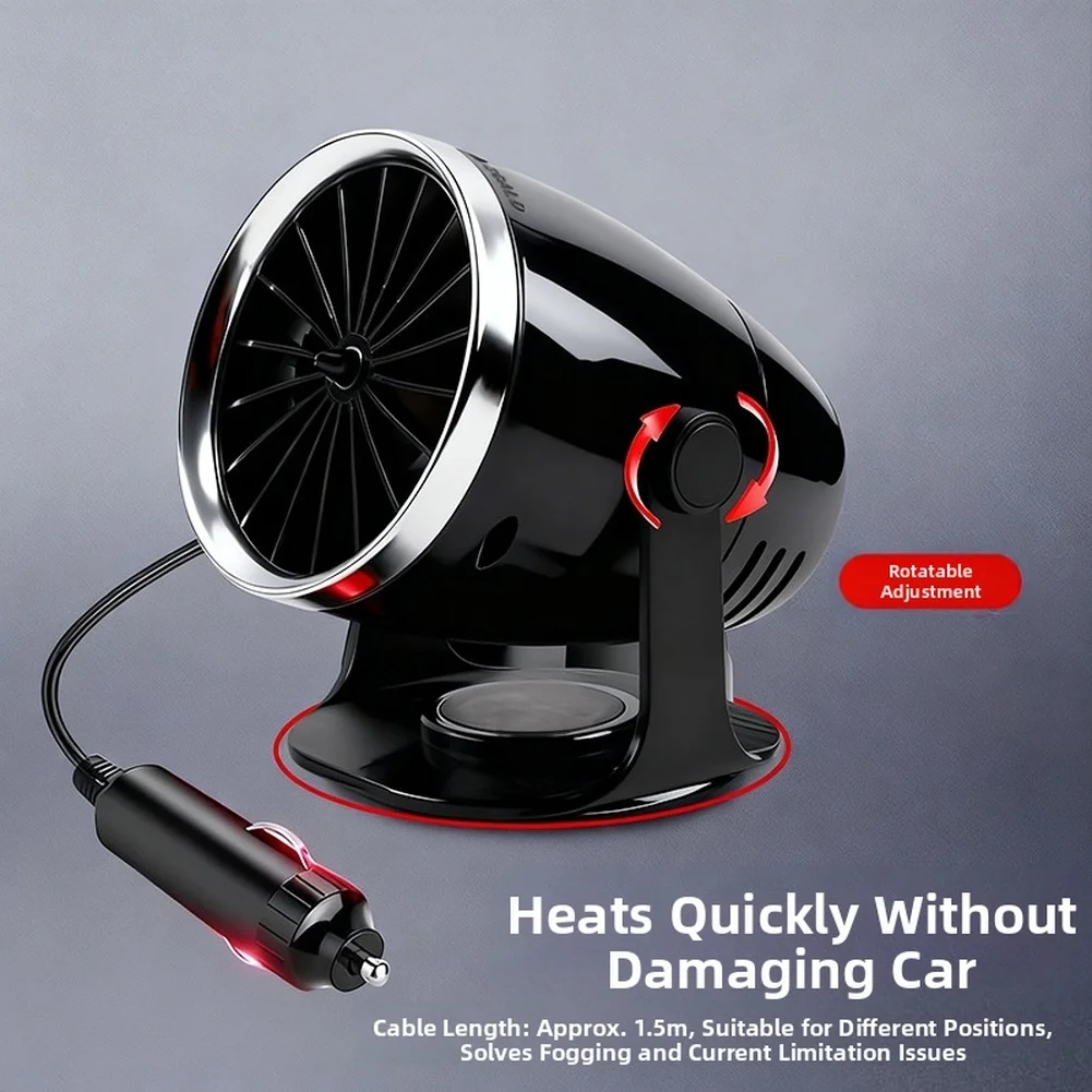 Automotive 12V Heater Defogger for Windshield with Dual Temperature Air Modes and 360 Degree Adjustable Air Delivery