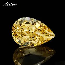 New Yellow Pear Crushed Ice Cut Cubic Zirconia High Carbon Lab Diamond CZ Gemstone 4K Cut 5A+ Quality for Jewelry Making