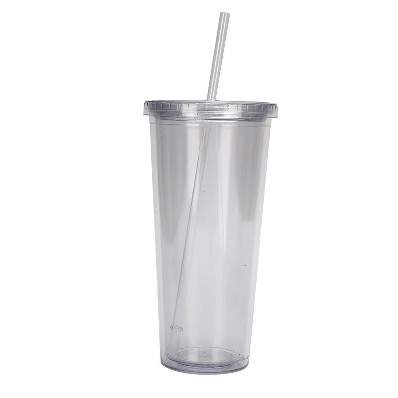 Double Wall Coffee Mug with Lid, Tumbler, Reusable Water Cups, Milk Cups with Straw, Drinkware Gift, 710ml, 24oz