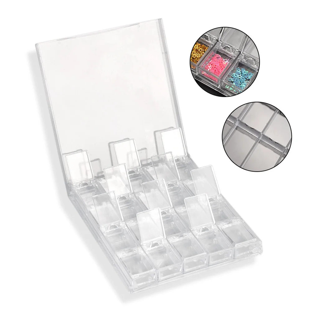 

1Pcs Nail Sequins Storage Box 20 Slots Transparent Acrylic Organizer Case for Beads Glitter Diamond Jewelry Craft Supplies