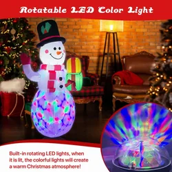 5FT/1.5M Christmas Inflatable Snowman With Color Rotating LED Lights Outdoor Ornament Xmas Gift Party New Year Indoor Decoration