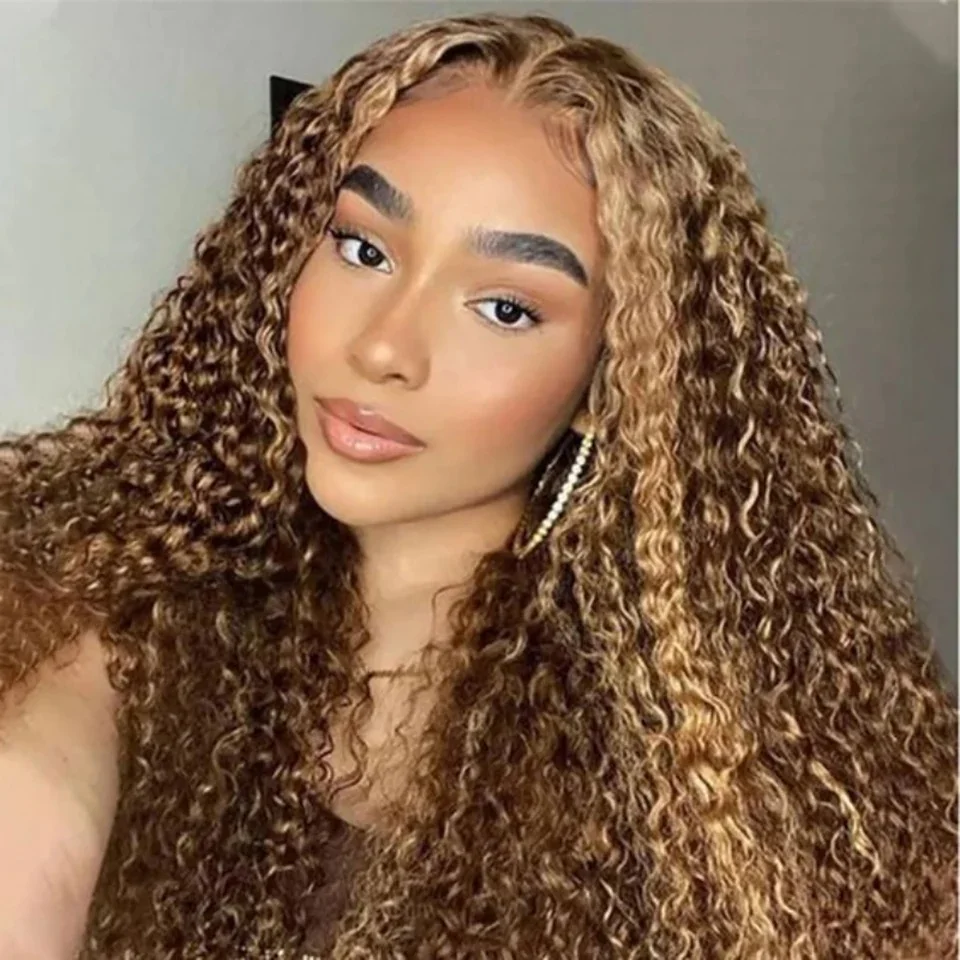 

13x4 Transparent Lace Human Hair Wig 150% Density Deep Wavy Curly Brown - Natural Hairline, Versatile Styling for Daily Wear