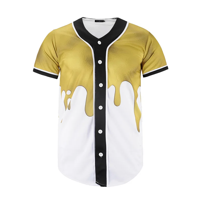 Hawaiian Beach Vacation Style Baseball Shirt Beach Volleyball Breathable Short Sleeved Single Breasted Top MB27