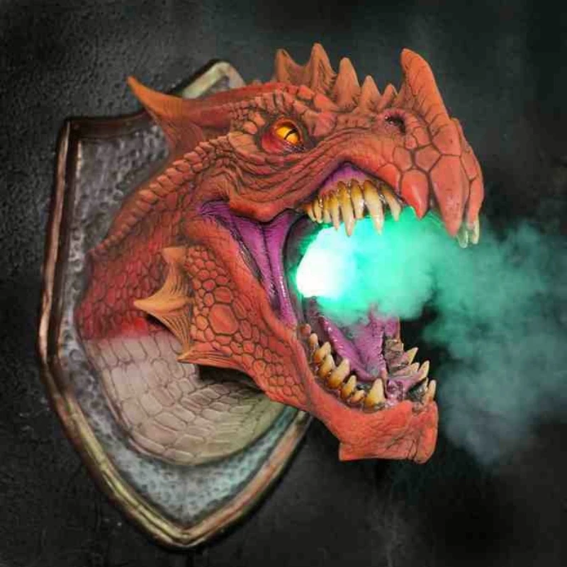 Imagem -02 - Dragon Legends Prop 3d Wall Mounted Dinosaur Smoke Light Wall Art Sculpture Shape Estátua Home Decor Quarto Decoração do Dia das Bruxas