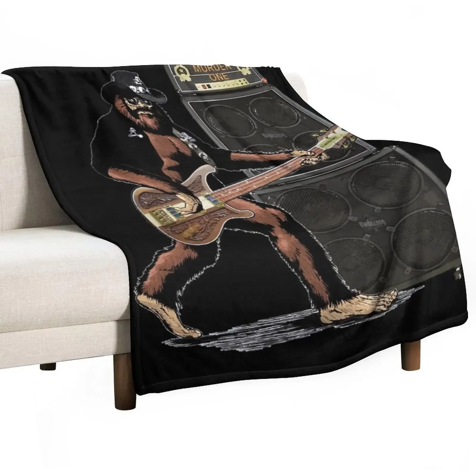 Bigfoot Heavy Metal Bass Guitar Rocks! Throw Blanket Picnic Blankets For Sofas Blankets