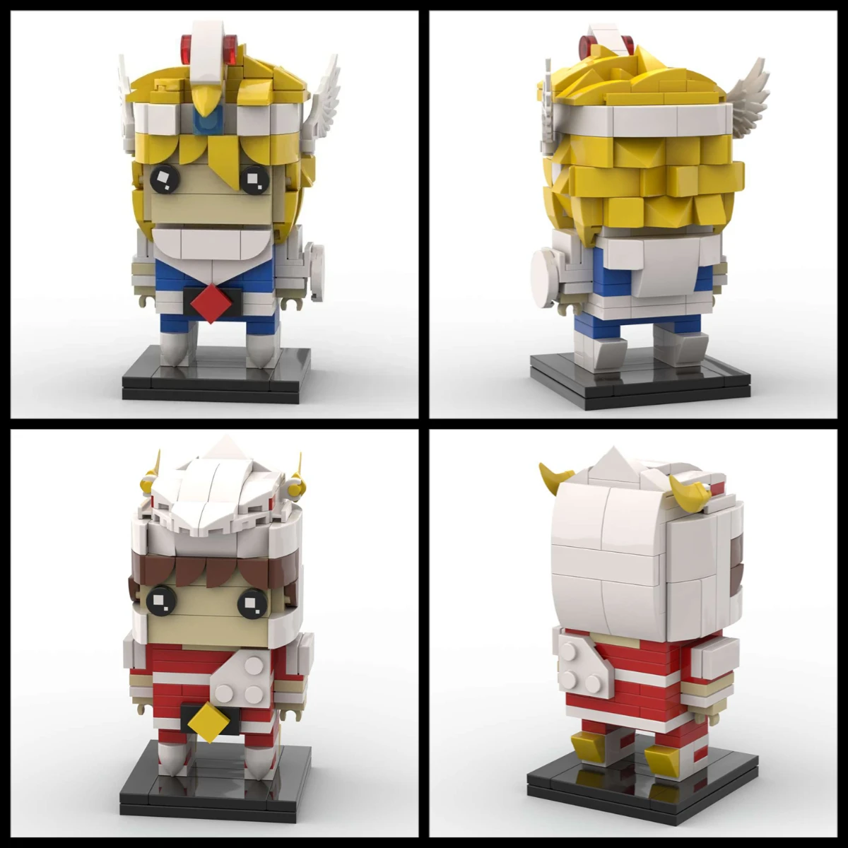 Moc japão anime figura blocos de construção santos seiyaed athena hyogas shiryus guerreiro boneca dos desenhos animados modelo diy brinquedos das crianças gif