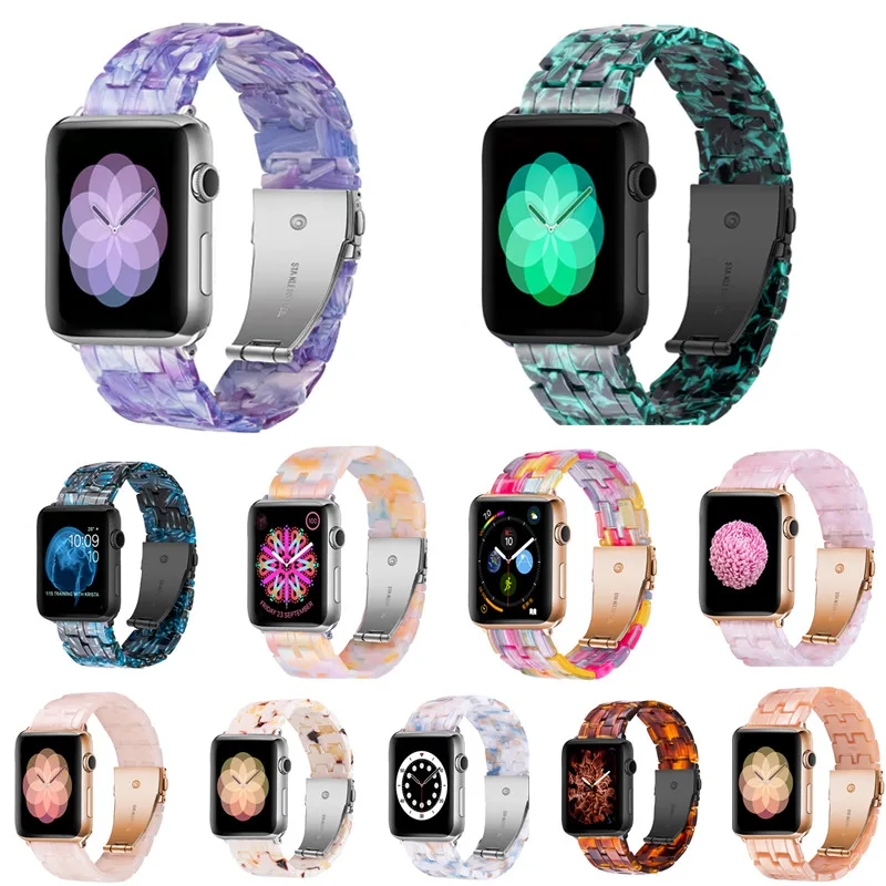 

Luxury Fashion Resin Marble Watch Band For Apple iwatch S8 S7 s6 s5 s4 s3 2 1 Se 41mm 45mm 42mm 44mm 40mm 38mm Watch Strap