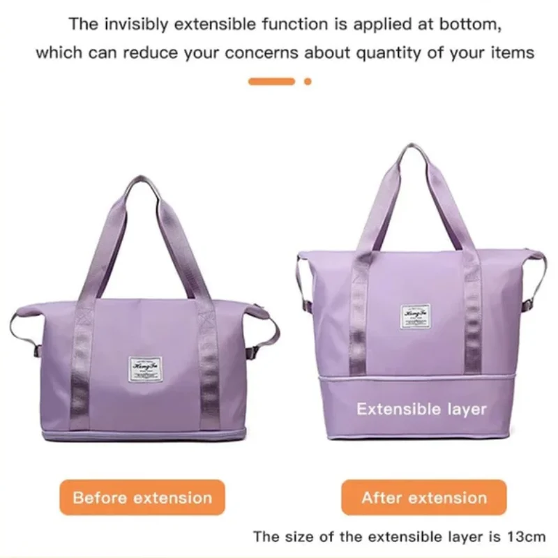 Bolso de viaje de doble capa de alta capacidad para mujer, bolsa de hombro de lona, resistente al agua, bandolera deportiva para fitness