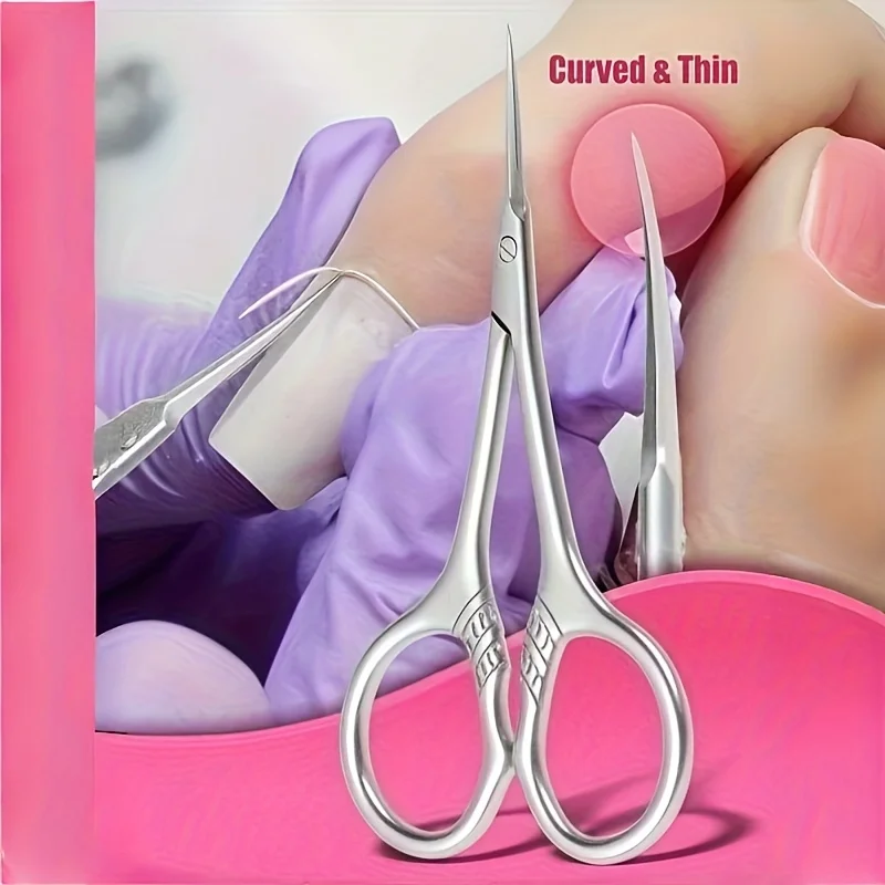 

1 шт., ножницы для кутикулы с изогнутыми лезвиями из нержавеющей стали - точность, ресницы, ножницы для ухода за ногтями, точность остроты, ремонт ног