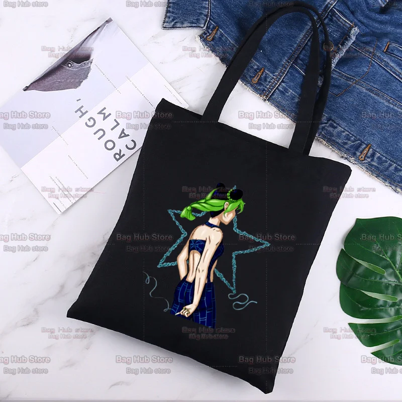 Jojo Bizarre Adventure Stone Ocean JOLYNE CUJOH Black Canvas Bag Harajuku Shopper Bag Fashion Casual Summer Shoulder Bags