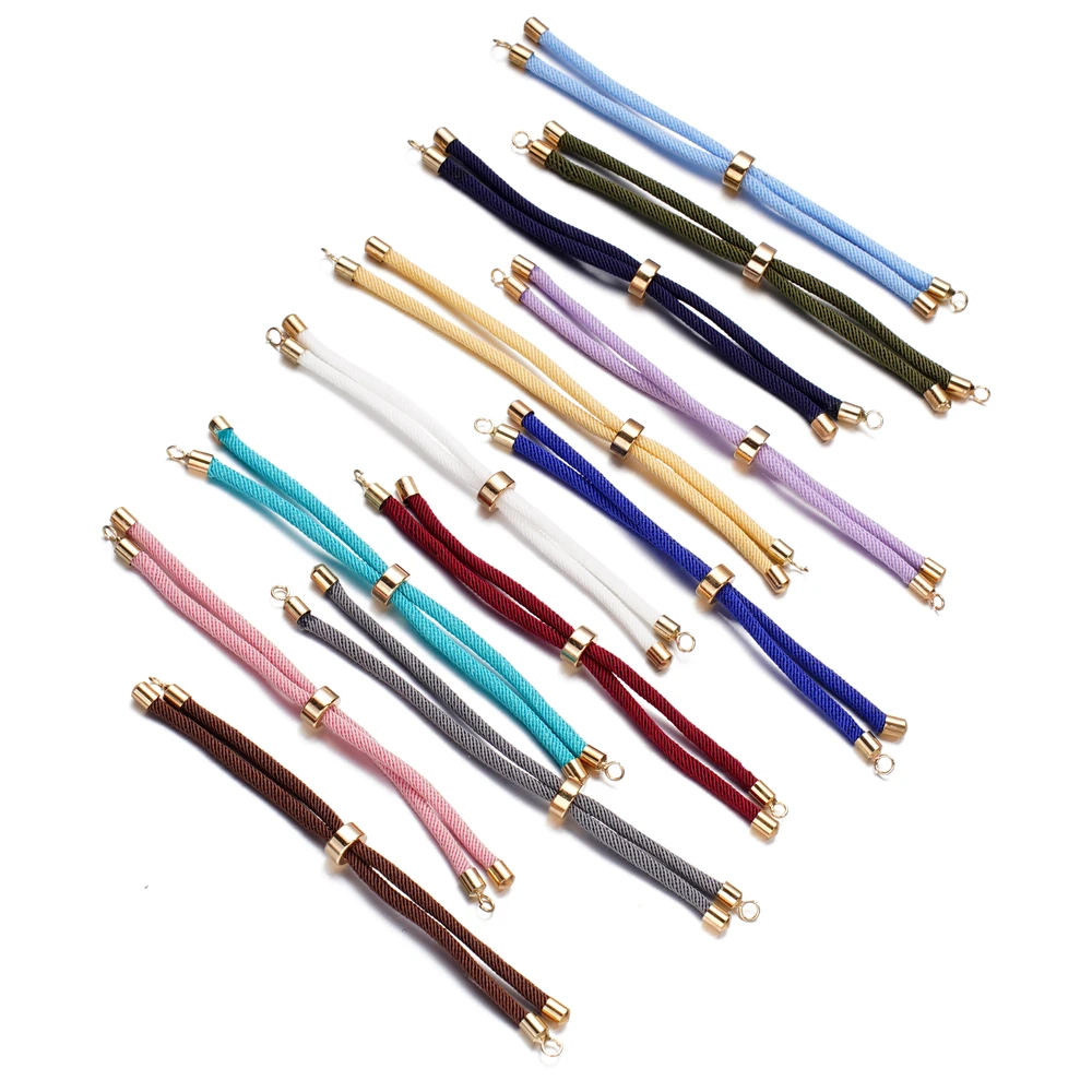 1pc Verstelbare Nylon Gevlochten Gedraaide Koorden Slider Vriendschapsarmbanden met Messing Koord Einde voor Sieraden Maken DIY Bevindingen