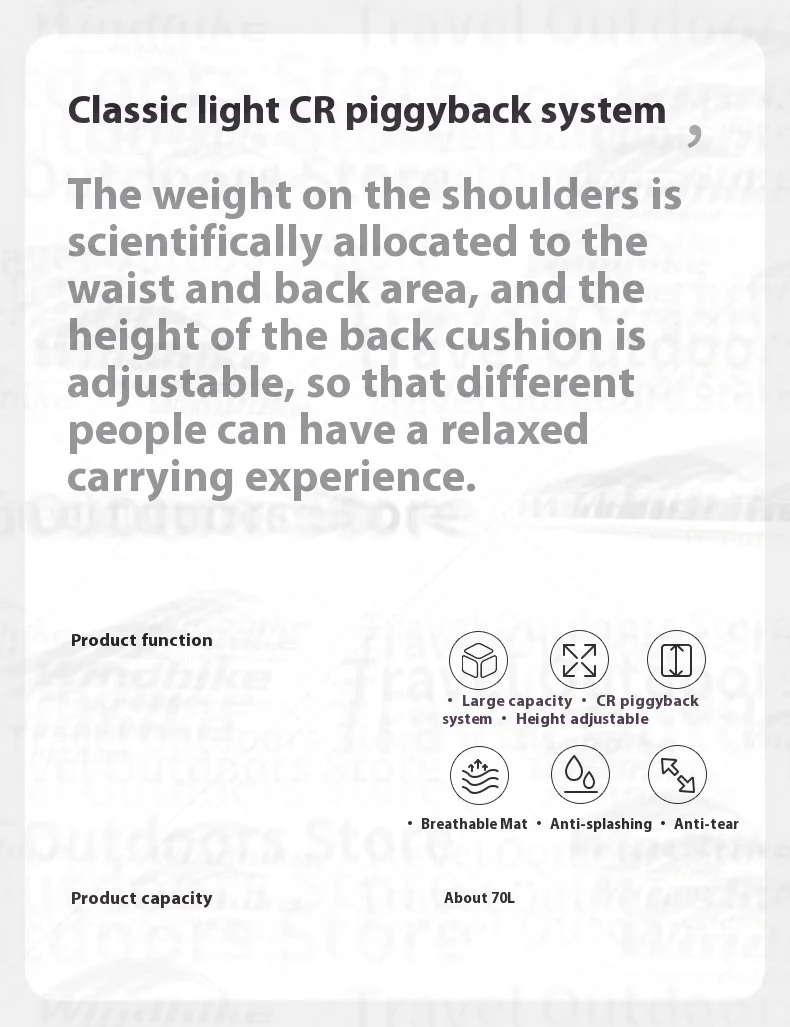 Naturehike 70+5L Camping Rucksack Wandern Große Kapazität Rucksack Ultraleichte Reisetasche W/Aluminium Legierung Rahmen Wasserdichte Abdeckung – Detail 1