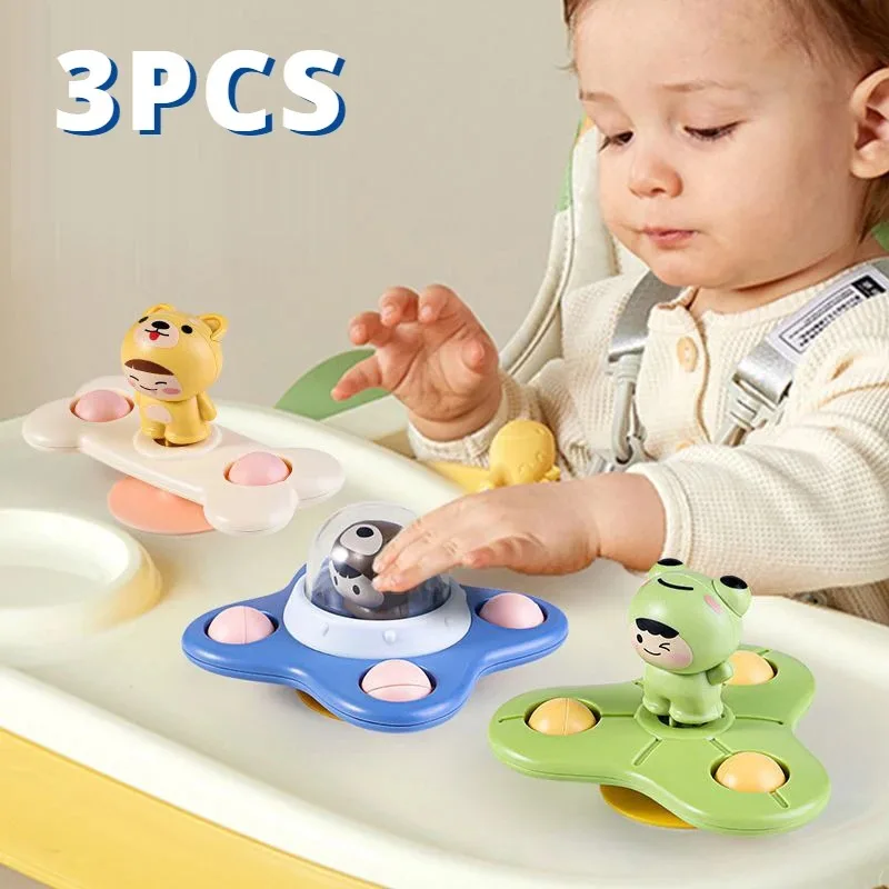 

3Pcs/Set Baby Toys Suction Cup Spinner Toys For Toddlers Hand Fidget Sensory Toys Stress Relief Educational Rotating Rattles