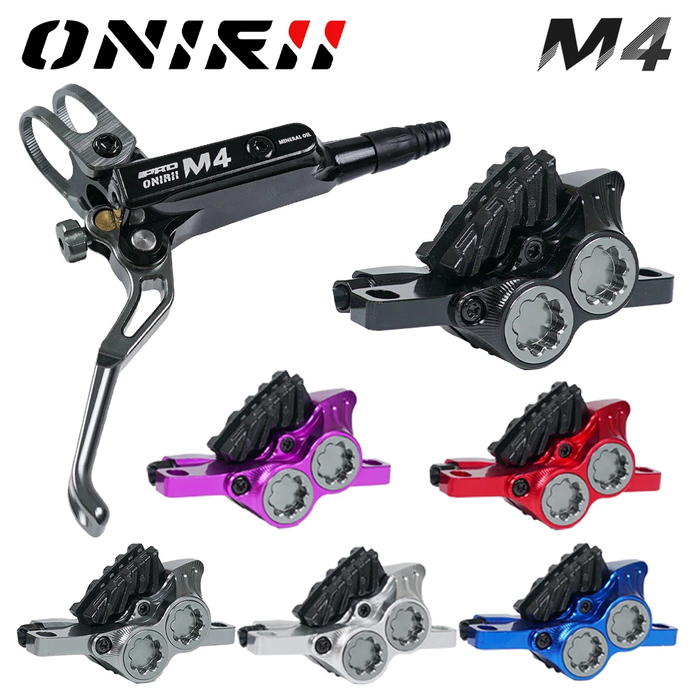 ONIRII M4 4 Piston Hydraulic Disc Brake Bicycle Brake MTB AM HD 820/1450mm Mountain Clamp Brakes CNC Tech Mineral Oil AM  New