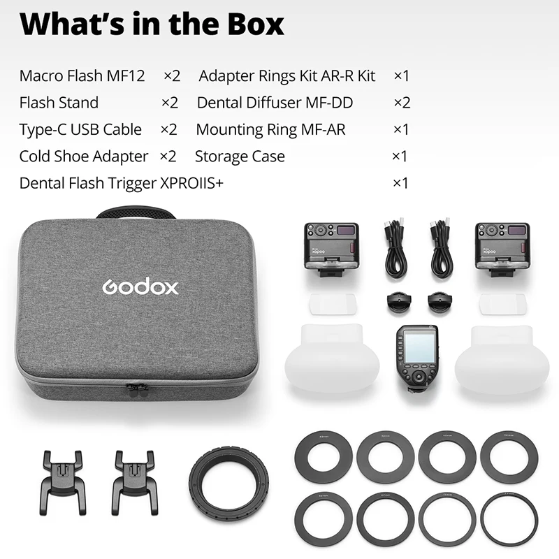 Godox MF12-DK1 MF12 Dental Flash System TTL Flash 2.4 GHz Wireless Control Speedlight for Sony A6400、A74、A7R5 and ZV-E10