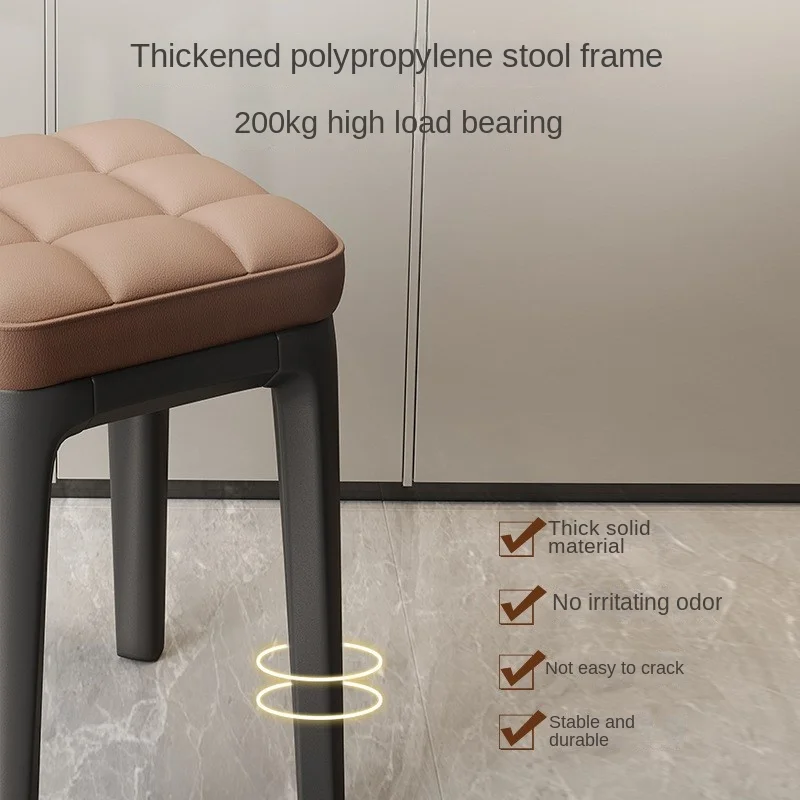 Realife Dining Chairs Thickened Soft Bags Square Stools Living Rooms Dining Rooms Stackable Simple Polypropylene Stool Legs 2024