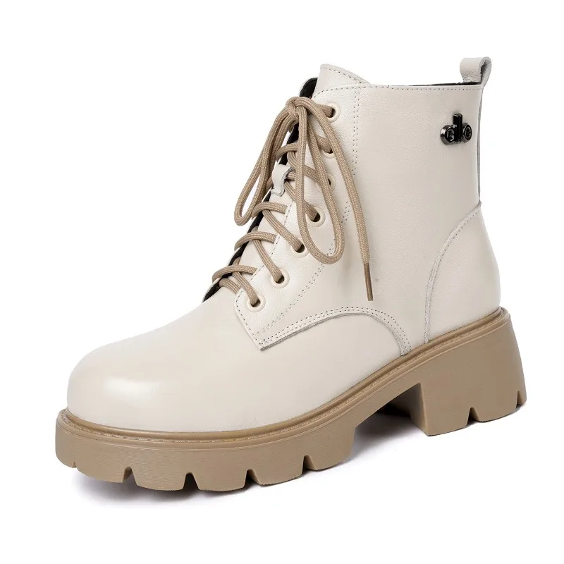 

2026 Women's Natural Wool Cowhide Nude Boots Boots Plus Size 35-42 New Warm Waterproof Snow Boots Casual Designer Women's Shoes