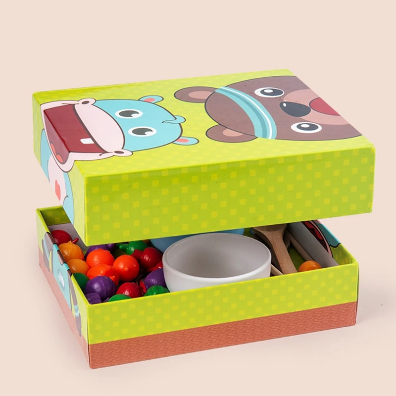 لعبة تدريب على الإدراك خشبية للأطفال ، منزل تغذية محاكاة ، لعبة تعليمية مبكرة للطفل