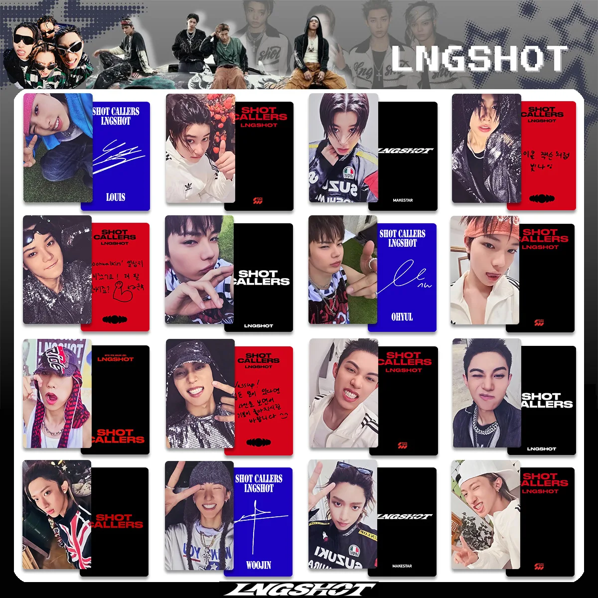 

4Pcs/Set Idol Boy LNGSHOT Lobster Album SHOT CALLERS Peripheral Bonus Small Card Sing Card OHYUL RYUL WOOJIN LOUIS Fans Gifts