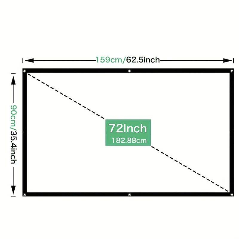 72-inch 4K Projection Screen, Indoor And Outdoor Projection Curtain Home Theater, Foldable Anti-crease Portable Projector Curtai