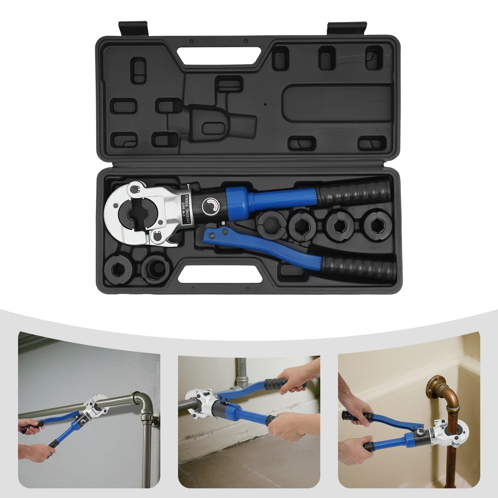 Professionelles Handgehaltenes Hydraulisches Crimpwerkzeug-Set aus 41Cr4 Stahl mit 180°-Zange ° Drehbarer Kopf zum Crimpen von Kupferrohren – Detail 3