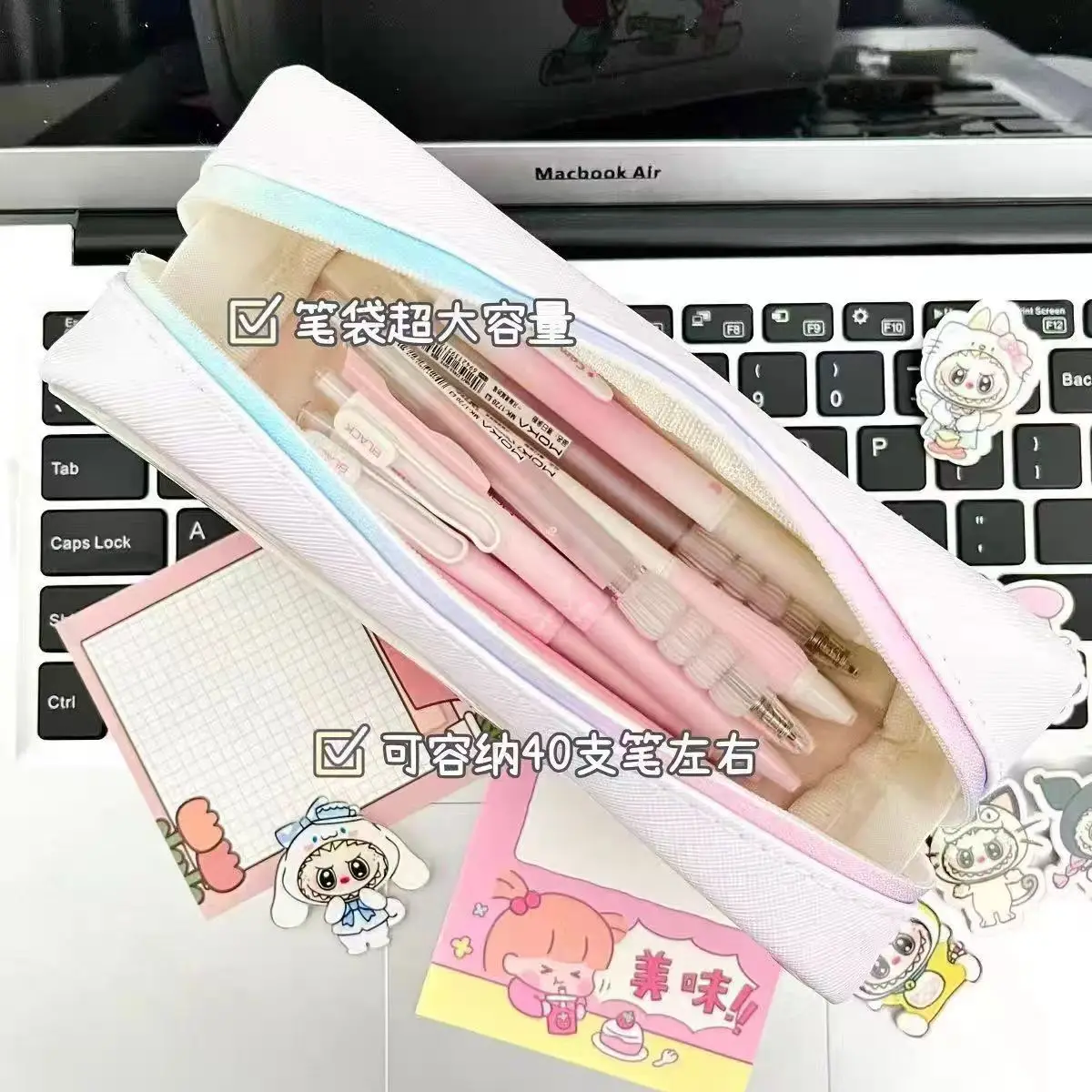 New Labubu Pencil Bag Transparent Cartoon Large Capacity Pencil Case Stationery Storage Bag School Supplies Starter's Gift