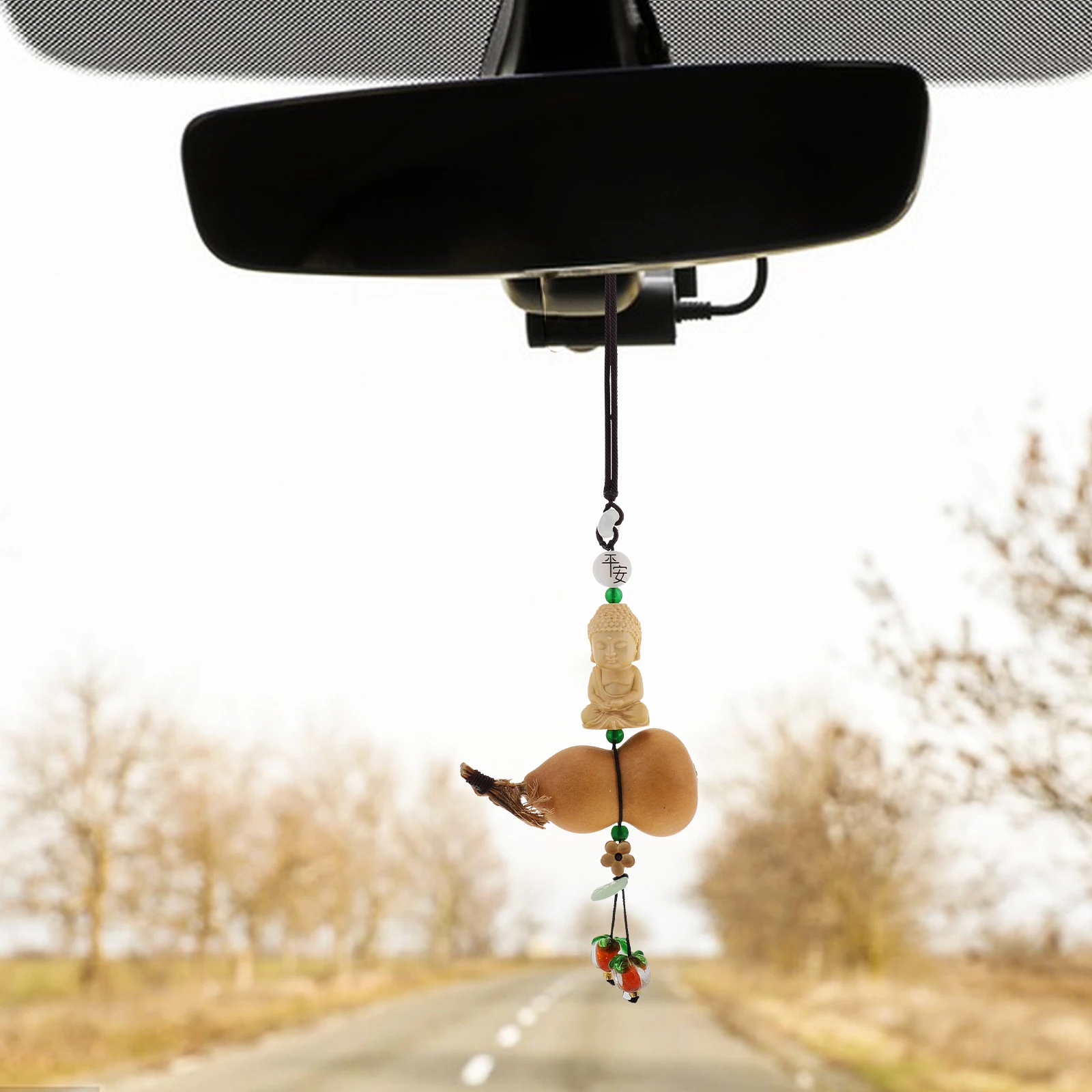 

Creative Deer Gourd Car Hanging Accessories Chinese Charm Automotive Decorations Mirror Rearview Pendant Interior for Women