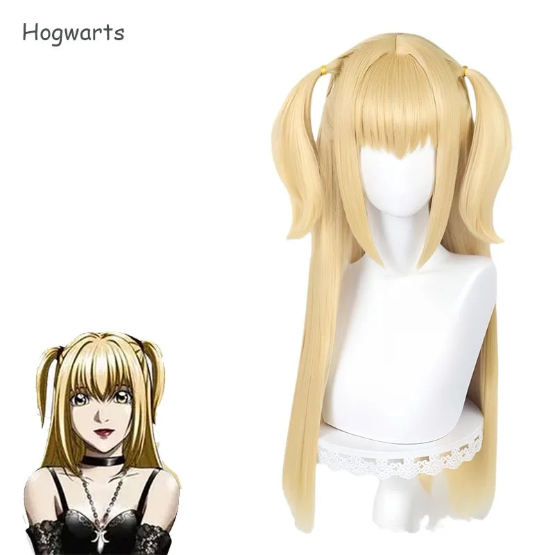 

Anime MisaMisa Cosplay Wig Misa Amane Long Blond Double Tails Heat Resistant Hair Hallowen Party Wigs + Wig Cap