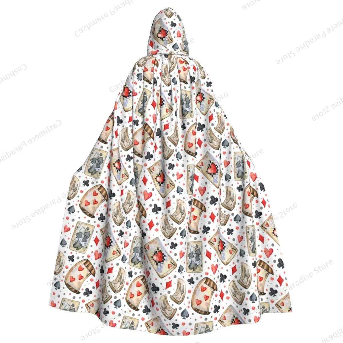 Poker Cards Hooded Cloak Polyester Unisex Witch Cape Costume Accessory