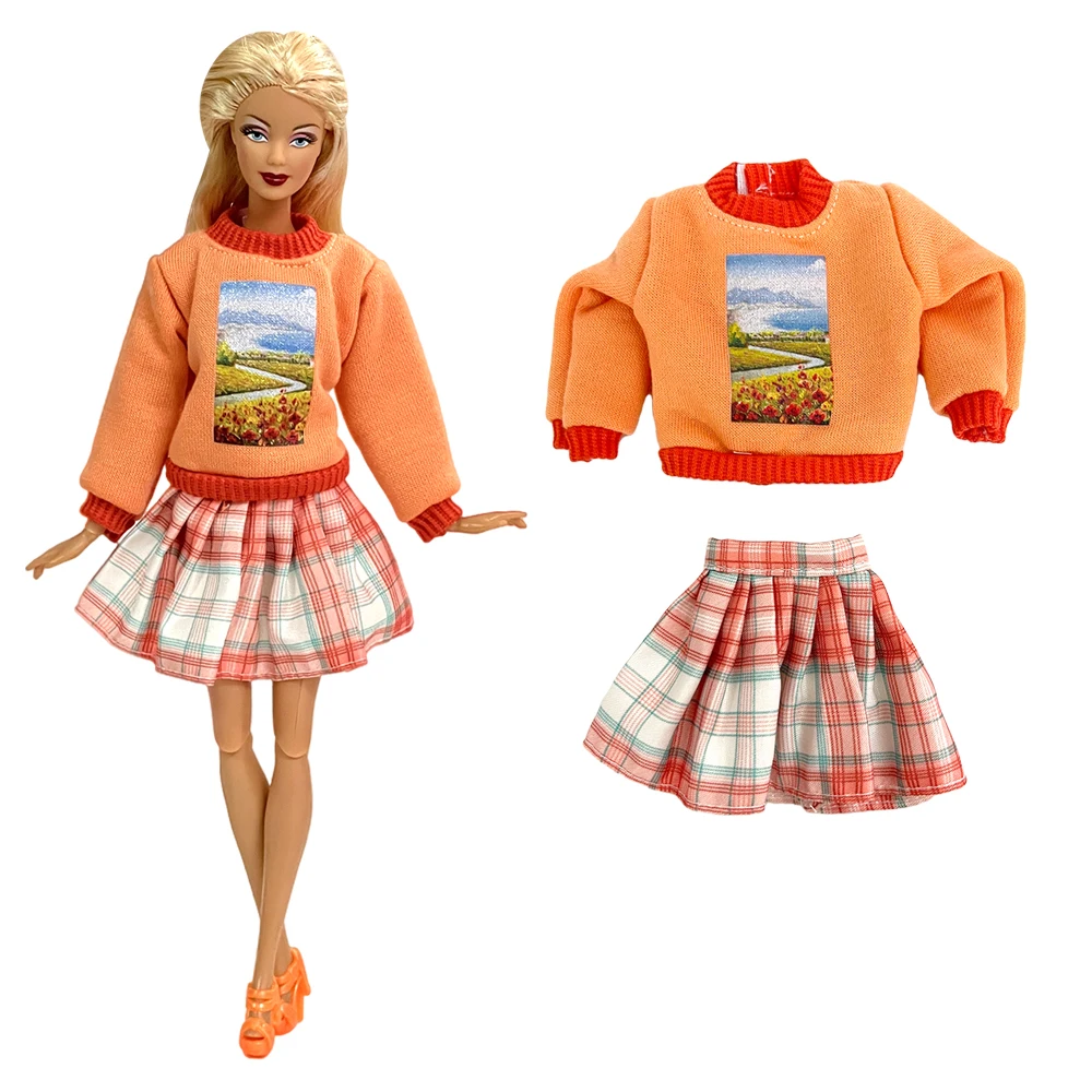 

NK 1 Pcs New Doll Clothes for 1/6 BJD Doll Accessories Casual Wear Long-sleeved Shirt Skirt Suits 30CM Doll Clothing Toys