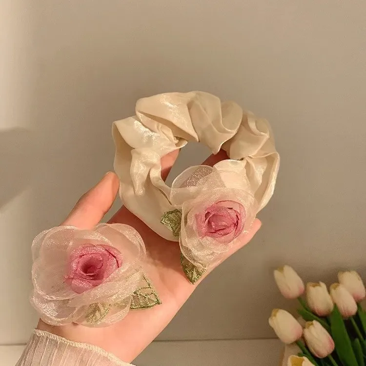 Dried Rose Large Intestine Hair Ring Flower Female Mori Xian Mei High grade Sense Super Xian Ougen Yarn Hair Ornament Headrope