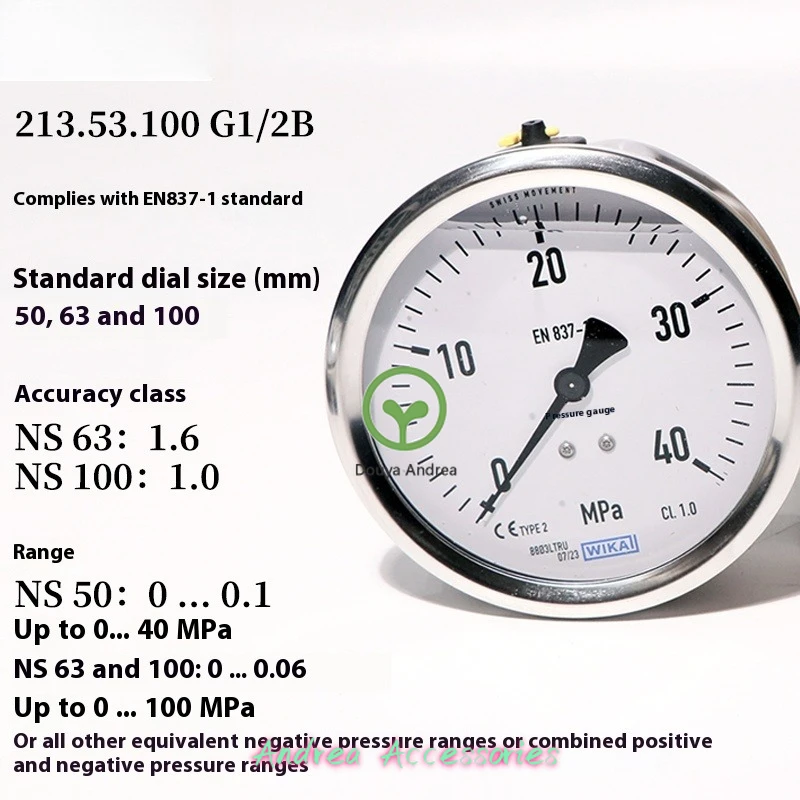 

Импортированный из Германии манометр EN837-1, прецизионный сейсмический дальномер из нержавеющей стали, гидравлический радиальный осевой