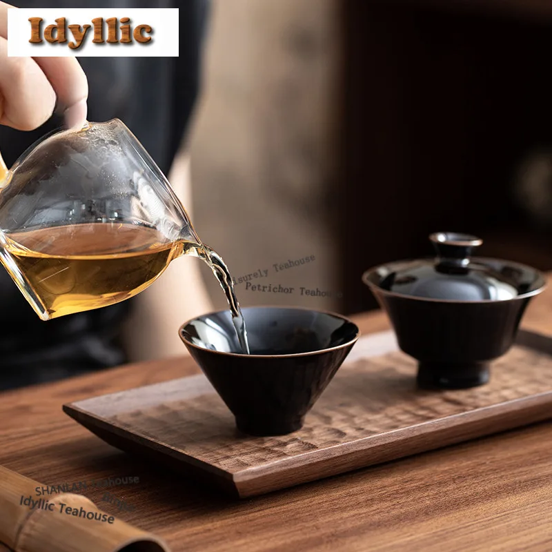 Sauce Glaze Teacup Elegant Tea Bowl Sample Tea Cup Tea-tasting Personal Cup Jianzhan Master Cups Teaware Decoration Supplies
