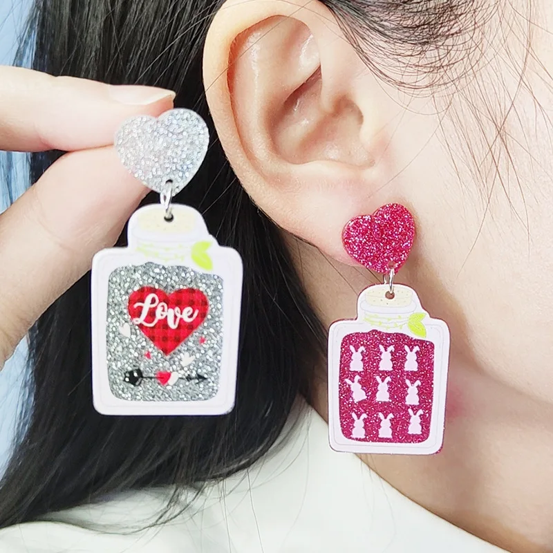 New Valentine's Day Earrings Jar Love Women's Earrings Minimalist Dog Claw Letter Easter Rabbit Earrings Decorative Gift