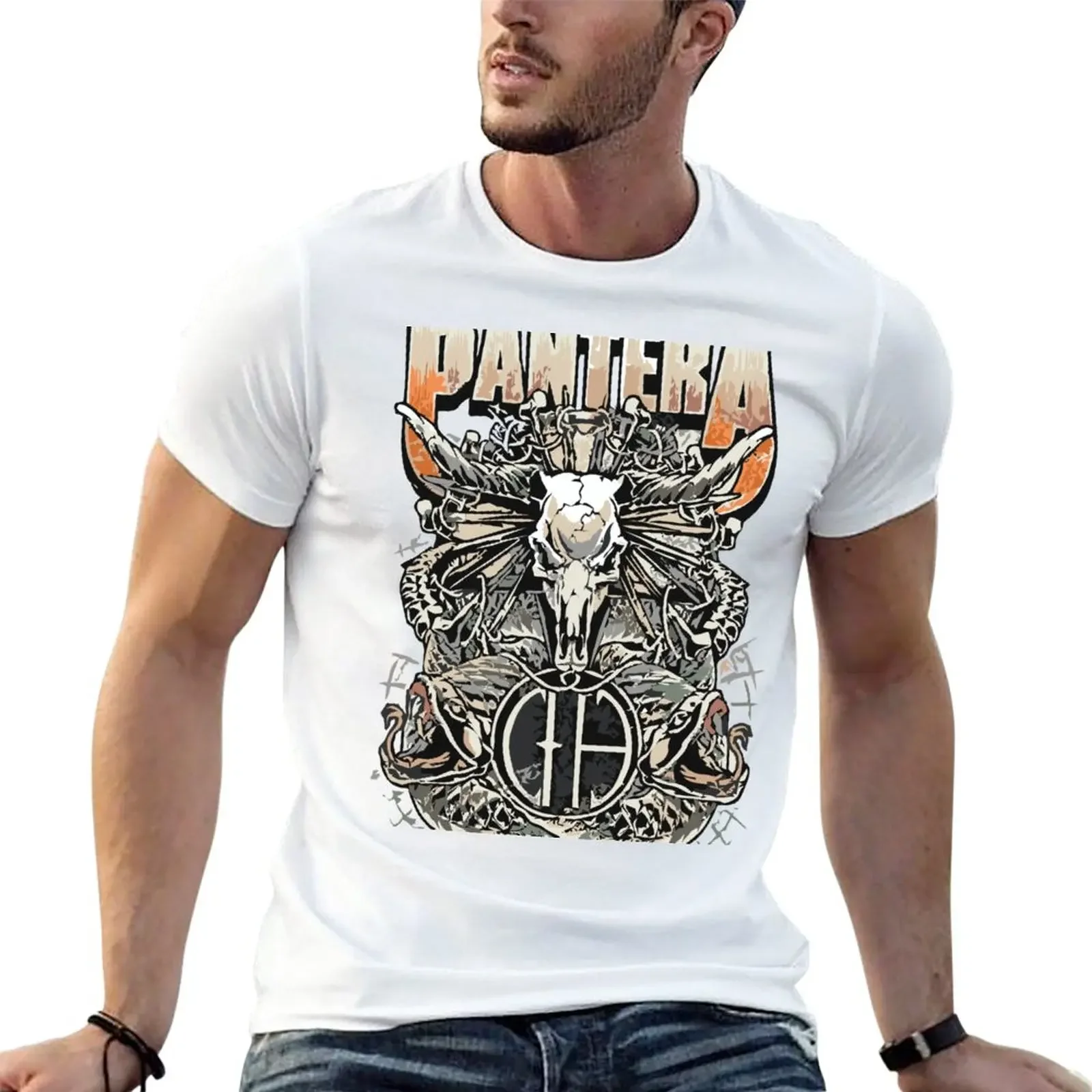 

New rock band pantera T-Shirt boys white t shirts Aesthetic clothing t shirt men