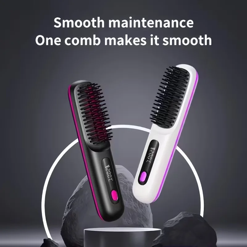 

USB- Electric Hair Curling Iron Comb with Compact Travel Design & Fast for all Hair Types, USB-Charged Styler Suitable for Home