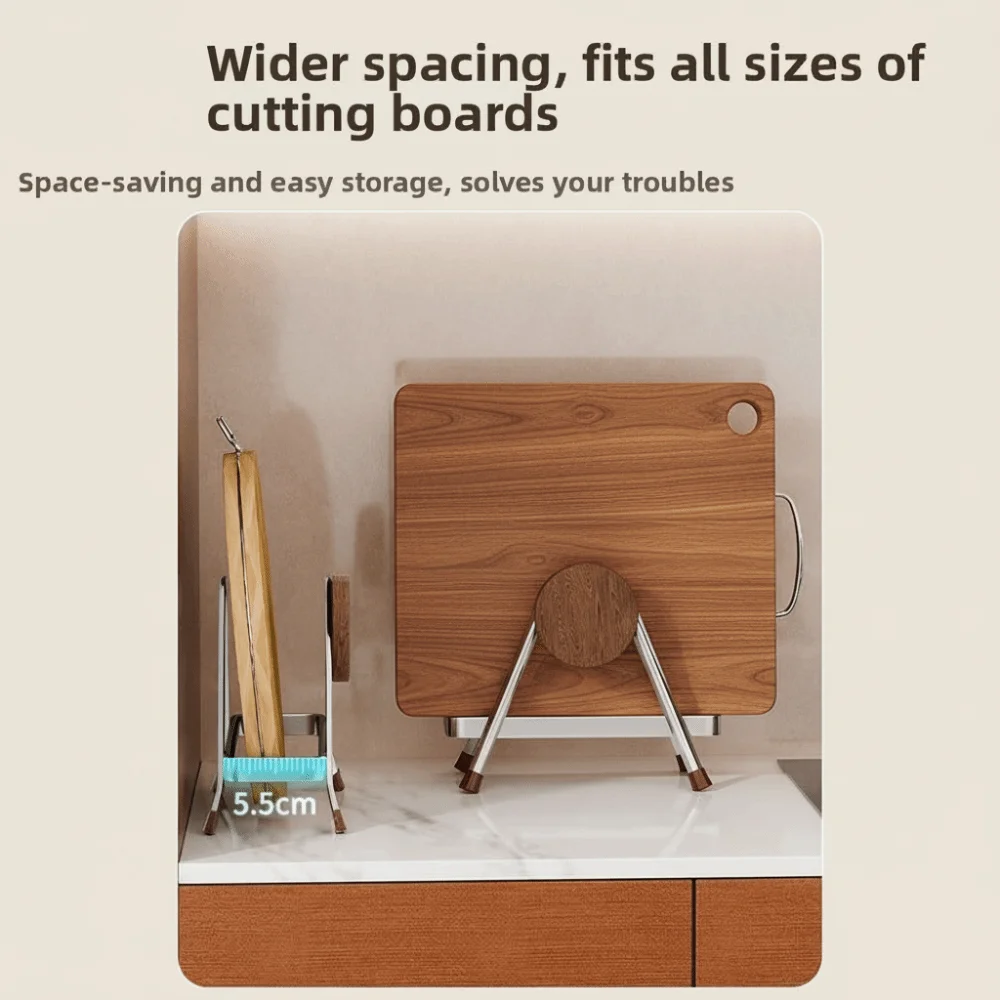 

Удобная подставка для разделочных досок из нержавеющей стали, утолщенная, экономит место, держатель для крышек, нержавеющий органайзер для разделочных досок