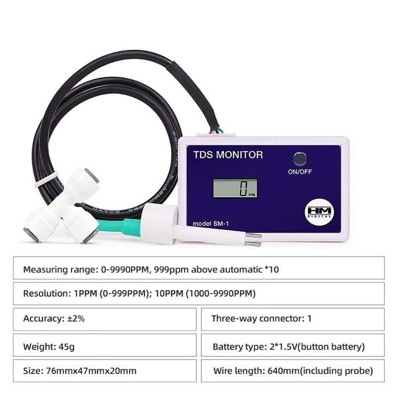 Triple TDS Meter Online Water Quality Tester Digital Salinity Dissolved for Aquarium Laboratory