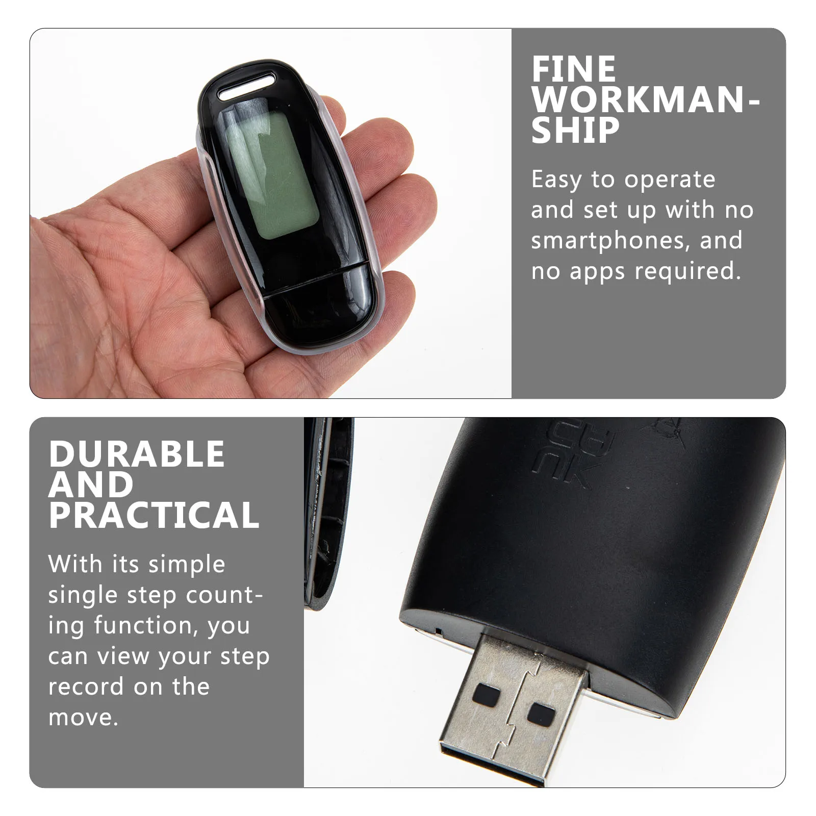 

1 set Accurate Sports Pedometer Jogging USB Rechargeable ABS Plastic Clip Pocket Small Lightweight Fitness Step Counter Walking