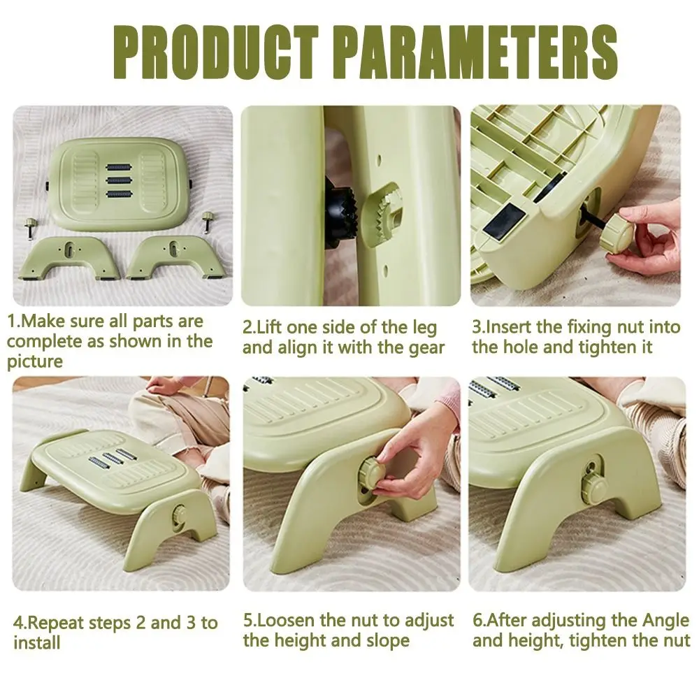 Ergonomic Massage Footstool Durable Detachable Under Desk Footrest Feet Support Adjustable Height Footrest Cushion