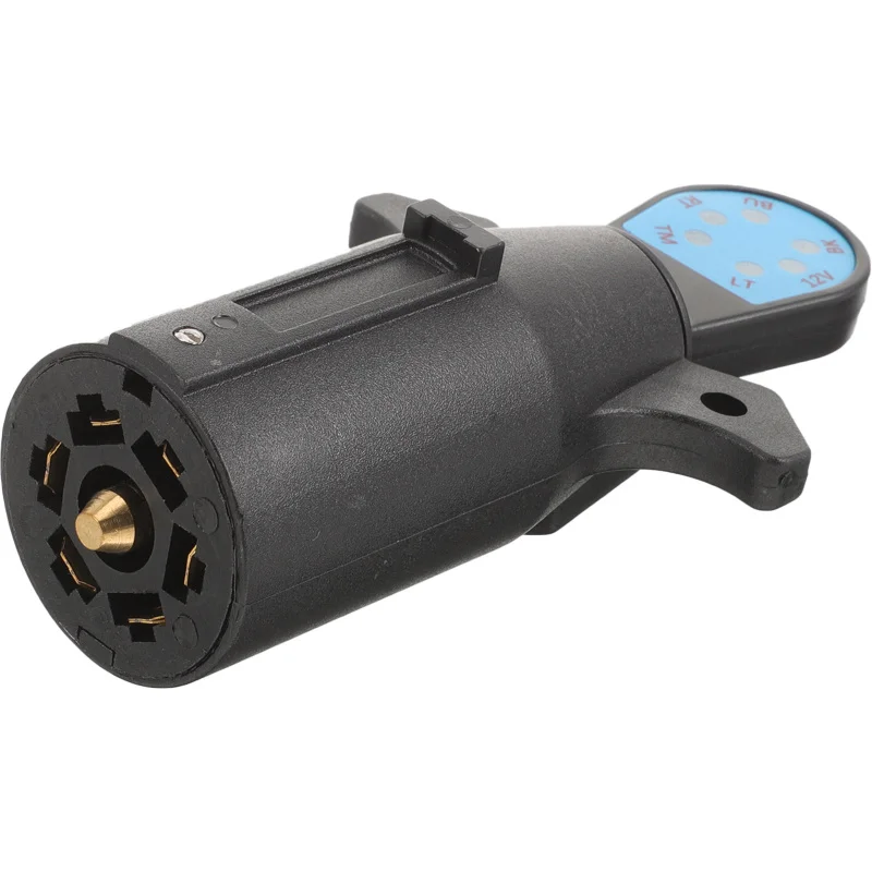 7-Way Trailer Light Wiring Circuit Tester Round Adapter Pin Plug for Car Trailer