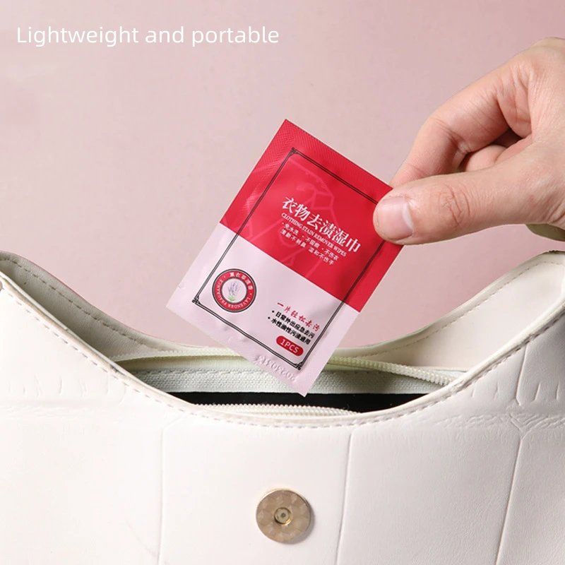 Salviette per la pulizia dei vestiti portatili salviette per vestiti confezionate singolarmente senza lavaggio di sporco e olio salviette umidificate per la rimozione delle macchie 5 confezioni 100 pezzi