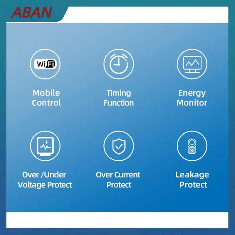 ABAN 63A TUYA Wifi Smart Earth Leakage Over Under Voltage Protector Relay Circuit Breaker Energy Power Kwh Meter