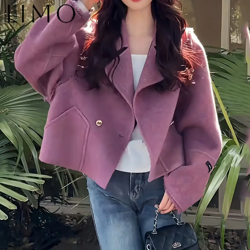 

LIMO Trendy Wool Cotton Blend Short Coat Women's Elegant Commuter Chic Autumn Winter Warm Outerwear Versatile Daily Outfits
