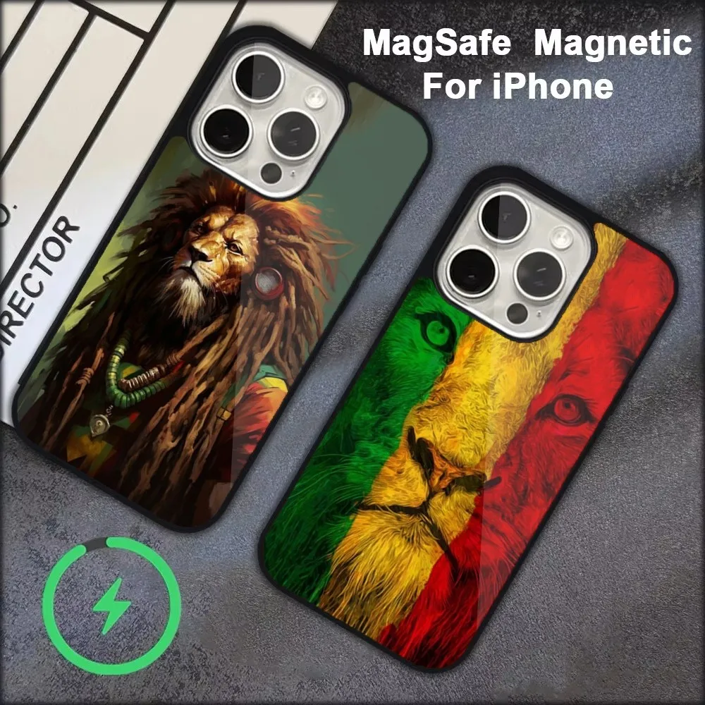 Bob Marley Rasta Lion Phone Case  For iPhone 16,15,14,13,12,11,Pro,Max,Plus,Mini, Magsafe,Magnetic Wireless Charging Case